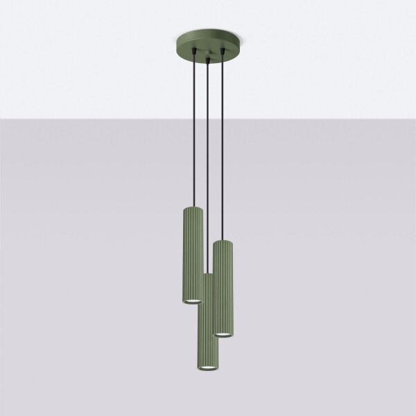 Hängeleuchte verstellbar H: max. 108 cm Grün 3-flammig GU10