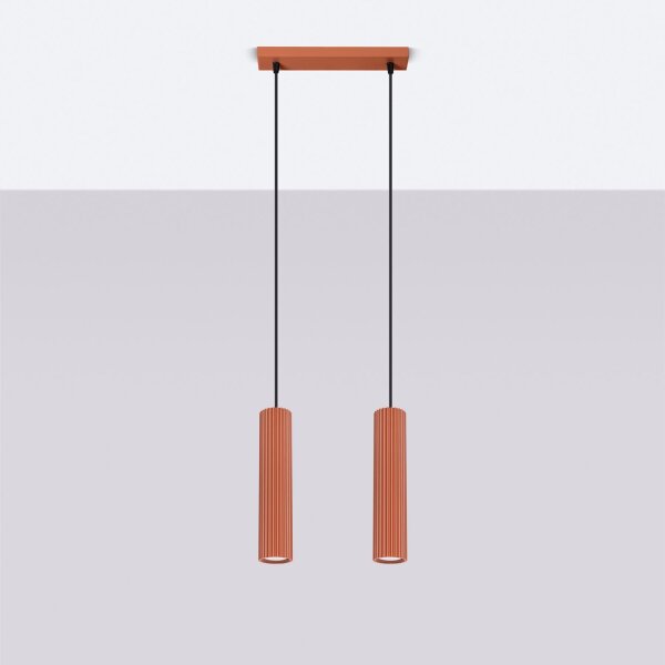 Hängelampe Rot 2-flammig B: 30 cm schmal H: max. 90 cm GU10