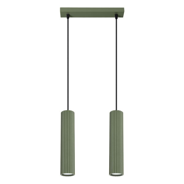 Hängeleuchte 30 cm breit 2-flammig GU10 Grün Modern aus Alu