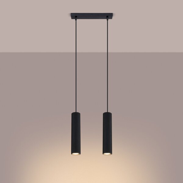 Pendelleuchte Schwarz B: 30 cm Aluminium GU10 2-flammig