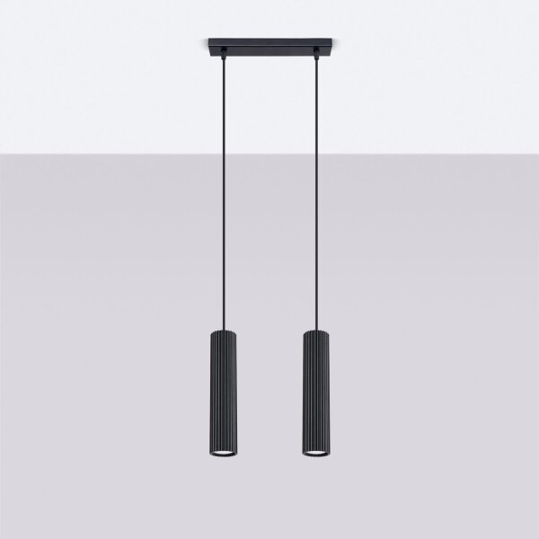 Pendelleuchte Schwarz B: 30 cm Aluminium GU10 2-flammig