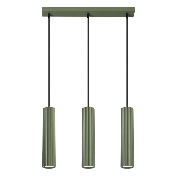 Hängelampe Metall 3-flammig GU10 B: 45 cm in Grün Modern