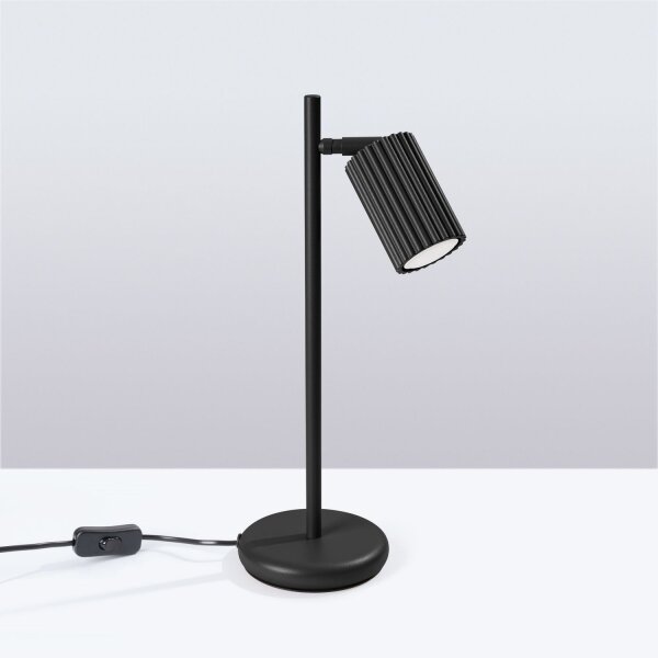 Schreibtischleuchte Schwarz H: 43 cm schwenkbar Aluminium GU10