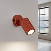 Wandleuchte mit Schalter Rot GU10 B:8 cm Alu schwenkbar