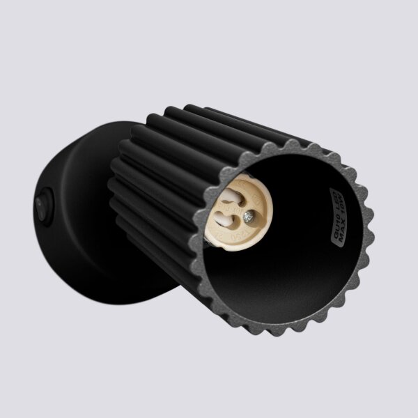 Wandspot Schwarz GU10 B: 8 cm klein schwenkbar Modern Alu