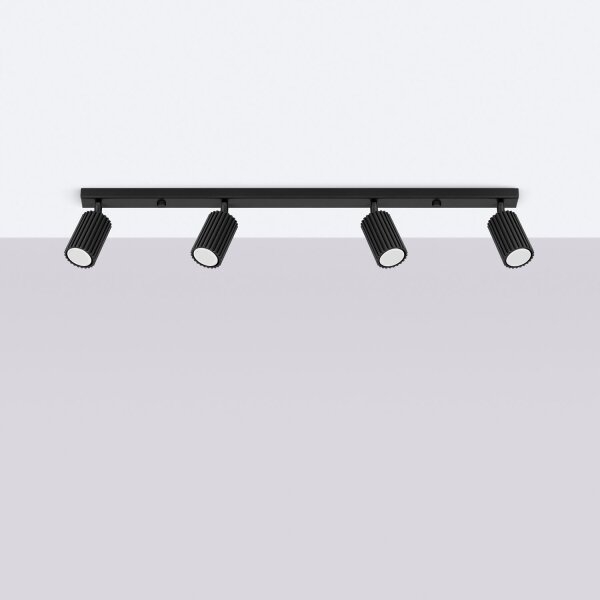 Deckenleuchte Schwarz 4-flammig GU10 81 cm lang Modern
