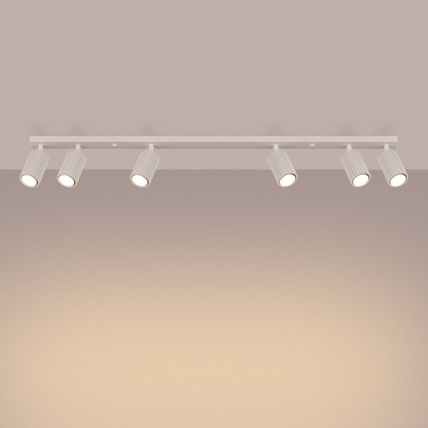 Deckenstrahler Modern 6-flammig GU10 117 cm lang in Creme