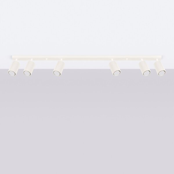 Deckenstrahler Modern 6-flammig GU10 117 cm lang in Creme