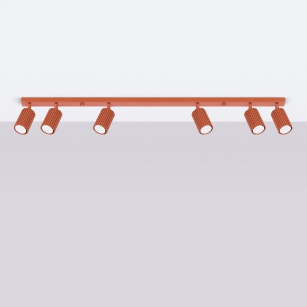 Deckenstrahler 6-flammig Rot GU10 117 cm lang groß Aluminium