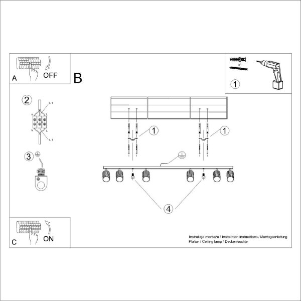 Deckenlampe Modern 117 cm lang GU10 6-flammig schwenkbar Grün