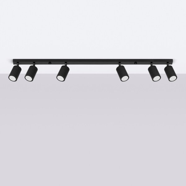Deckenstrahler Schwarz 117 cm lang flammig GU10 schwenkbar