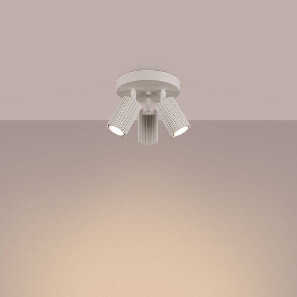 Deckenlampe Modern in Creme Ø 19,5 cm schwenkbar 3x GU10 Alu