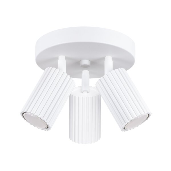 Deckenstrahler 3-flammig GU10 rund Ø 19,5 cm klein Weiß BERTA