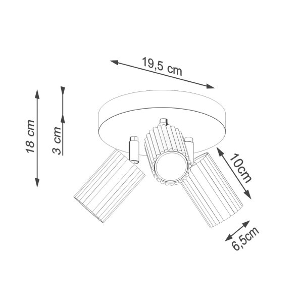 Deckenstrahler 3-flammig Ø 19,5 cm klein schwenkbar Rot GU10