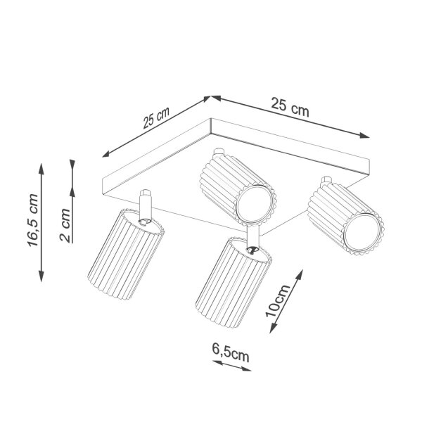 Deckenspot Aluminium GU10 Gold B:25 cm verstellbar