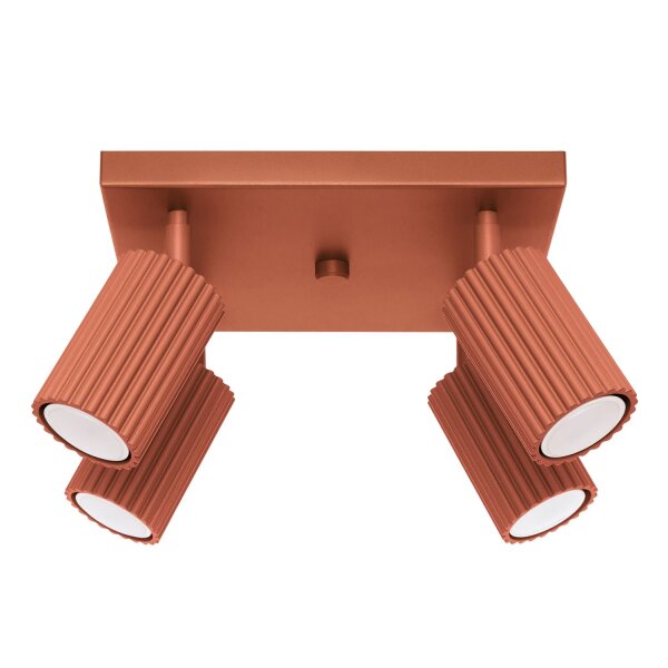 Deckenstrahler GU10 4-flammig B: 25 cm klein quadratisch Rot