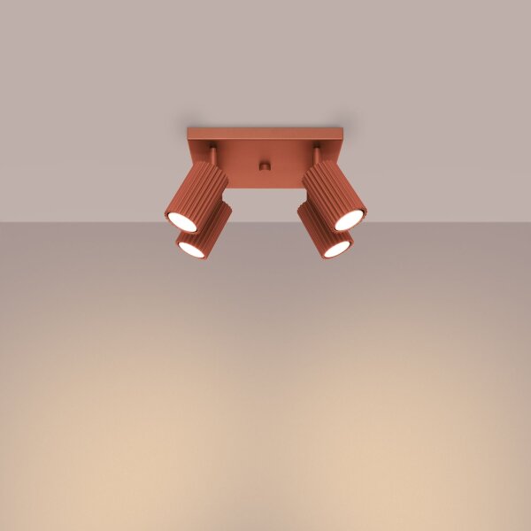 Deckenstrahler GU10 4-flammig B: 25 cm klein quadratisch Rot