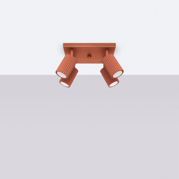 Deckenstrahler GU10 4-flammig B: 25 cm klein quadratisch Rot