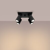 Deckenlampe Schwarz B: 25 cm klein schwenkbar 4-flammig GU10