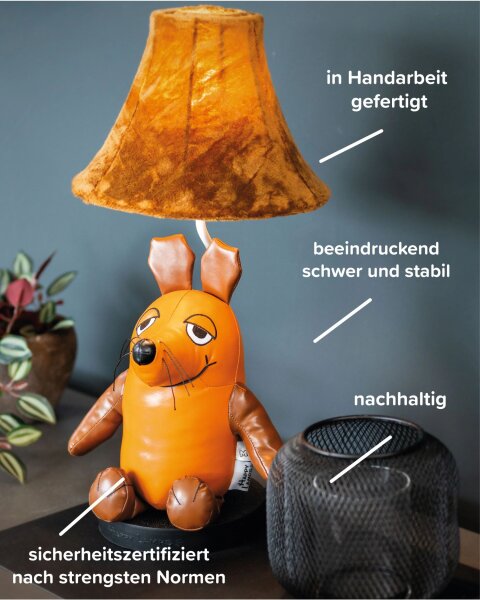 Tischlampe Sendung mit der Maus 52 cm vegan Kunstleder LED