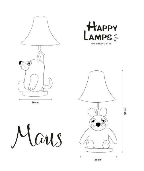 Tischlampe Sendung mit der Maus 52 cm vegan Kunstleder LED