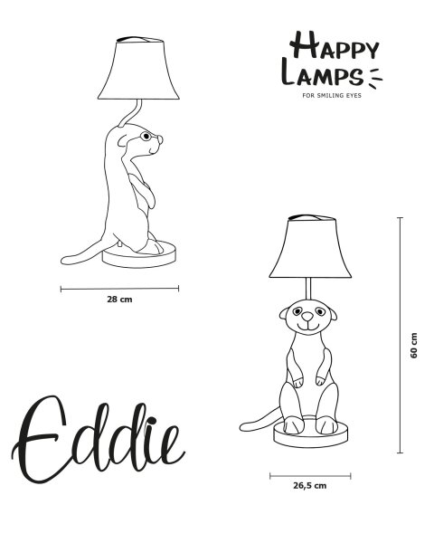 Tischleuchte Kinderzimmer 58 cm hoch Erdmännchen LED