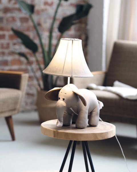 LED Tischleuchte Kinderzimmer Elefant 48 cm Grau vegan