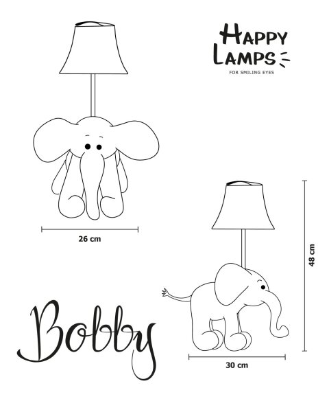 LED Tischleuchte Kinderzimmer Elefant 48 cm Grau vegan