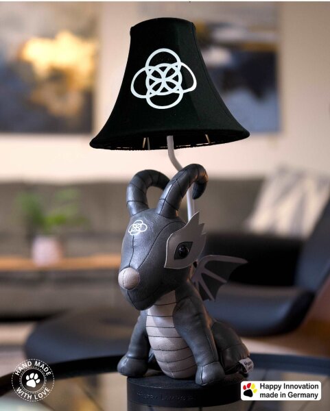 Niedliche Kinderzimmerlampe LED 58 cm Drache Grau Schwarz