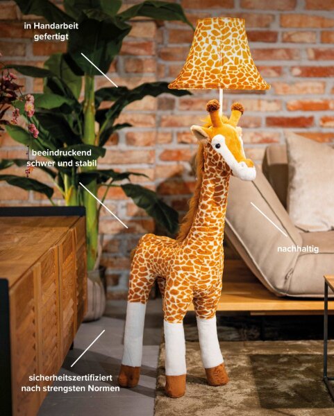 Kinderleuchte Giraffe 126 cm Braun Beige Weiß vegan LED