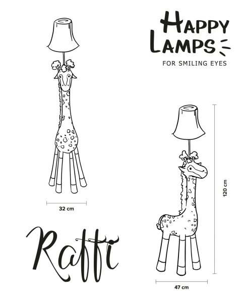 Kinderleuchte Giraffe 126 cm Braun Beige Weiß vegan LED