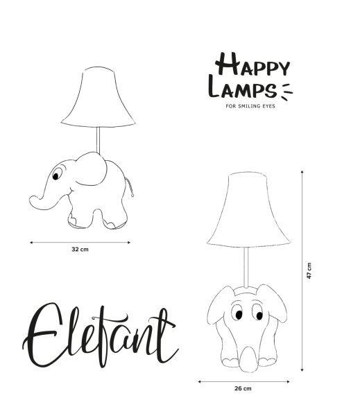 LED Tischlampe Sendung mit der Maus Elefant 47 cm vegan