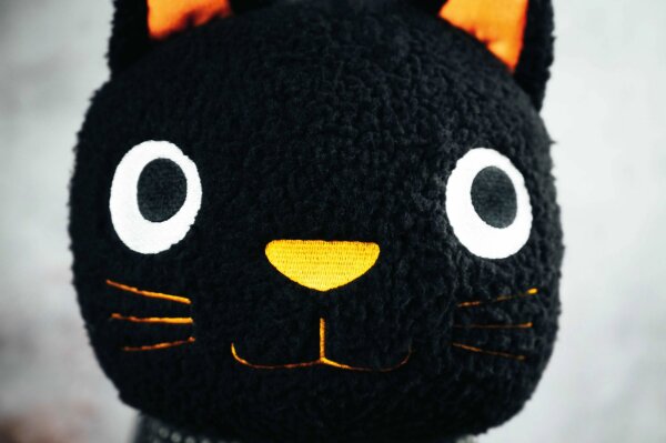 Tischleuchte LED Katze 51 cm Schwarz Weiß flauschig