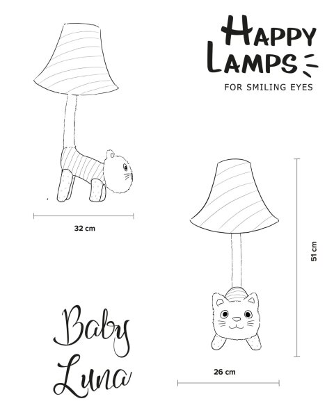 Tischleuchte LED Katze 51 cm Schwarz Weiß flauschig