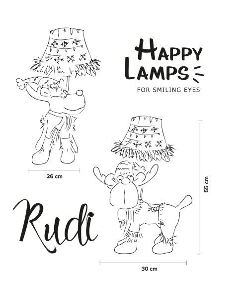LED Tischlampe Weihnachten Rentier 51 cm Beige Rot Grün