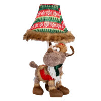 LED Tischlampe Weihnachten Rentier 51 cm Beige Rot Grün