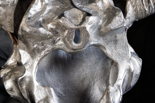 Wanddeko Stier Schädel aus Metall Handarbeit B: 70cm in Silber