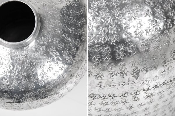 Dekovase 2er Set Handarbeit Hammerschlag Unikat in Silber