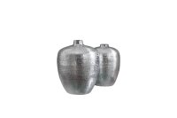 Dekovase 2er Set Handarbeit Hammerschlag Unikat in Silber