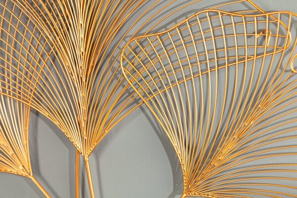 Wanddeko Eisen in Gold B: 90 cm Ginko Blatt Design Asiatisch