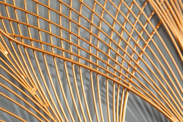 Wanddeko Eisen in Gold B: 90 cm Ginko Blatt Design Asiatisch