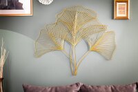 Wanddeko Eisen in Gold B: 90 cm Ginko Blatt Design Asiatisch