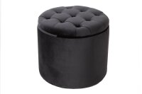 Pouf mit Stauraum Schwarz Samt Metall Ø 50 cm...