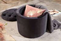 Pouf mit Stauraum Schwarz Samt Metall Ø 50 cm...