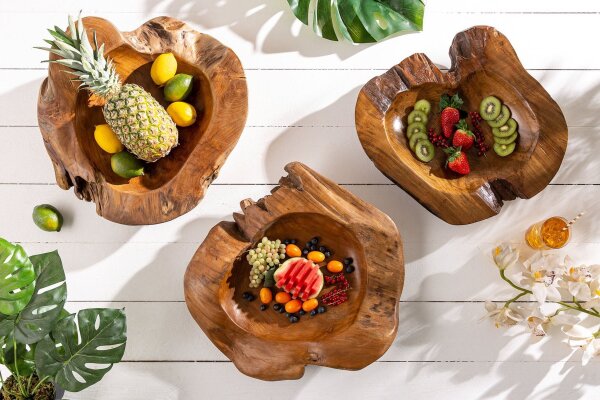 Deko Schale Teak Holz B: 50 cm Unikat Handarbeit