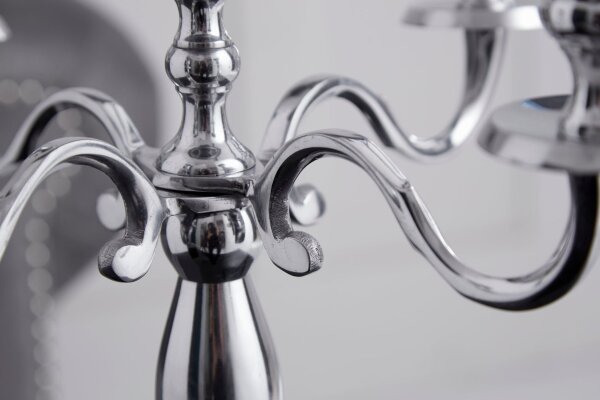 Kerzenhalter für Stabkerzen 5-armig in Silber 40 cm hoch