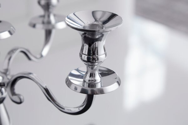 Kerzenhalter für Stabkerzen 5-armig in Silber 40 cm hoch