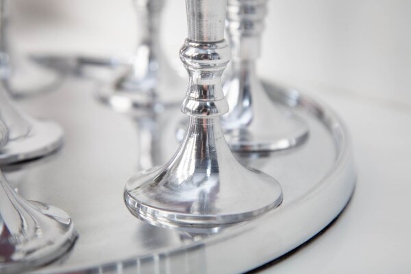 Kerzenständer 9 Stück mit Tablett in Silber Barock