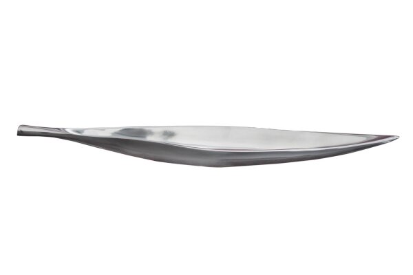 Dekoschale Metall Blatt Design 60 cm lang in Silber