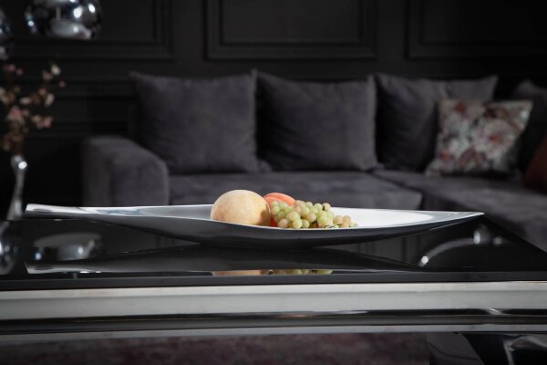 Dekoschale Metall Blatt Design 60 cm lang in Silber